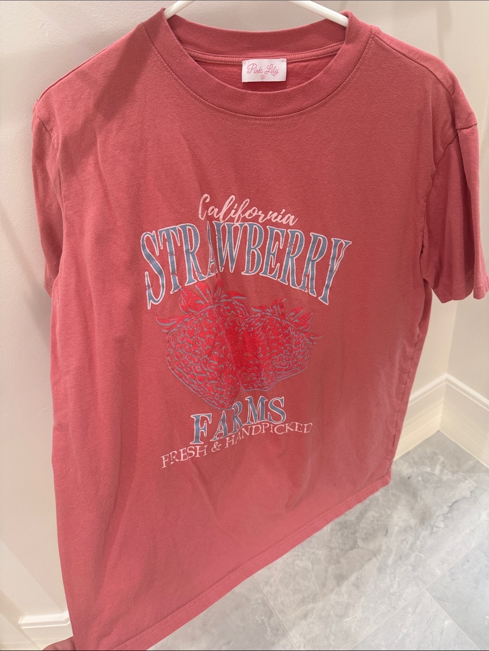 Pink Lily womens Strawberry Graphic Tee - Dusty Rose